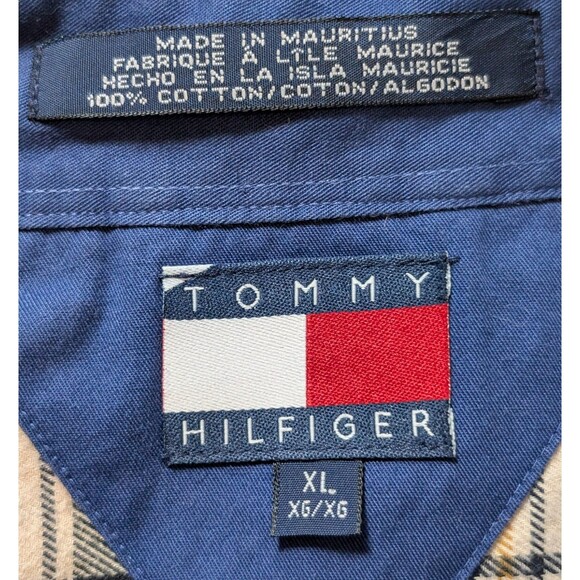 Vintage 90s Tommy Hilfiger Size XL Shirt Flannel Crest Plaid Cotton Button Down - Picture 6 of 8